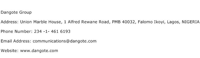 Dangote Group Address Contact Number
