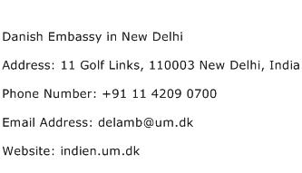 Danish Embassy in New Delhi Address Contact Number