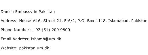 Danish Embassy in Pakistan Address Contact Number