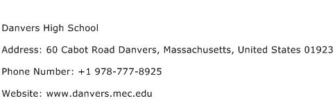 Danvers High School Address Contact Number