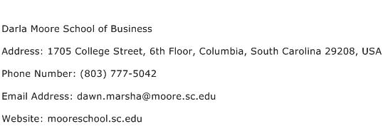 Darla Moore School of Business Address Contact Number