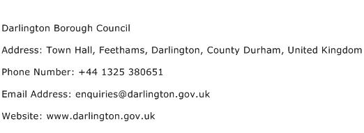 Darlington Borough Council Address Contact Number