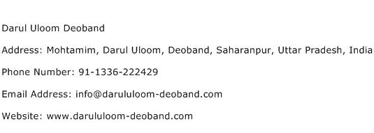 Darul Uloom Deoband Address Contact Number