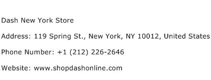 Dash New York Store Address Contact Number