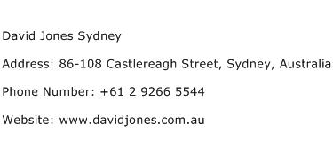 David Jones Sydney Address Contact Number