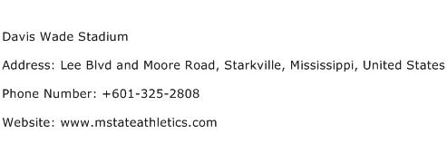 Davis Wade Stadium Address Contact Number