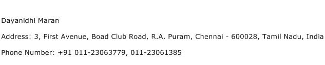Dayanidhi Maran Address Contact Number