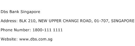 Dbs Bank Singapore Address Contact Number