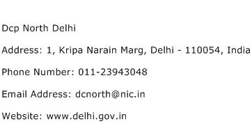 Dcp North Delhi Address Contact Number