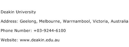 Deakin University Address Contact Number