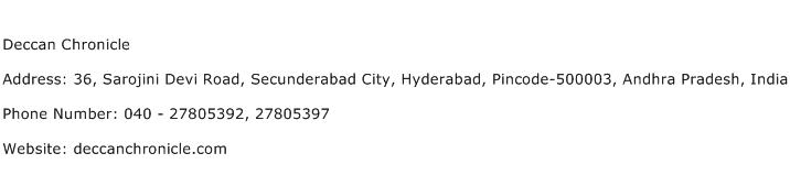 Deccan Chronicle Address Contact Number