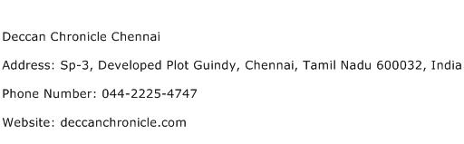 Deccan Chronicle Chennai Address Contact Number