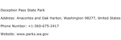 Deception Pass State Park Address Contact Number