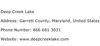 Deep Creek Lake Address Contact Number