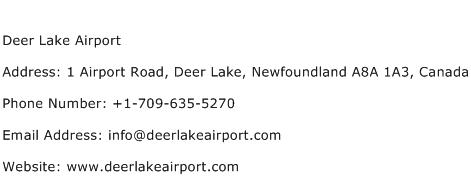 Deer Lake Airport Address Contact Number