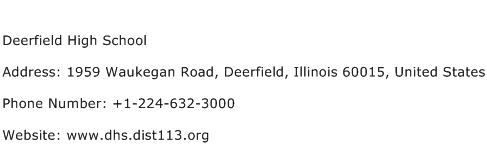 Deerfield High School Address Contact Number
