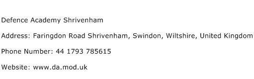 Defence Academy Shrivenham Address Contact Number