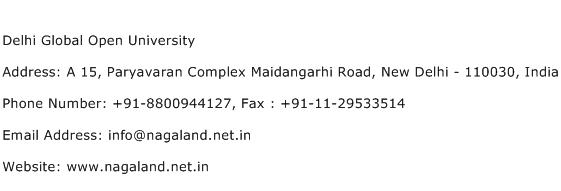 Delhi Global Open University Address Contact Number