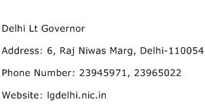 Delhi Lt Governor Address Contact Number