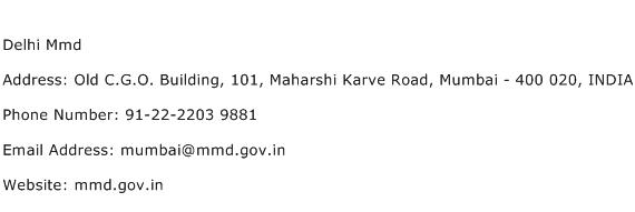 Delhi Mmd Address Contact Number