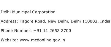 Delhi Municipal Corporation Address Contact Number