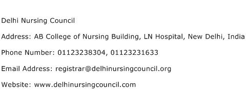Delhi Nursing Council Address Contact Number