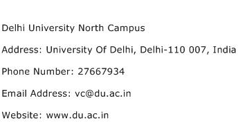 Delhi University North Campus Address Contact Number