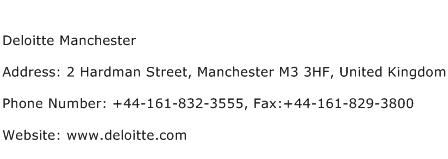 Deloitte Manchester Address Contact Number