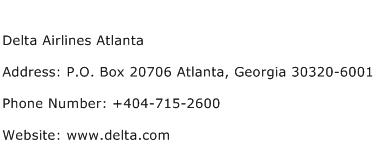 Delta Airlines Atlanta Address Contact Number