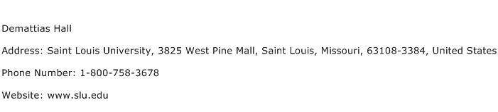 Demattias Hall Address Contact Number