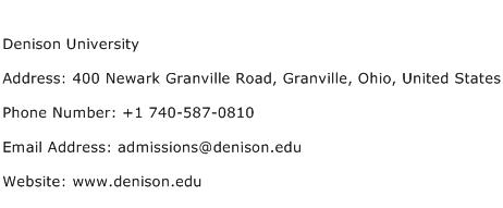 Denison University Address Contact Number