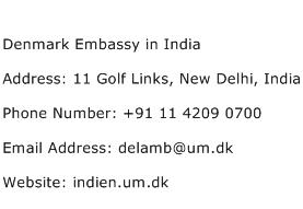 Denmark Embassy in India Address Contact Number