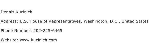 Dennis Kucinich Address Contact Number
