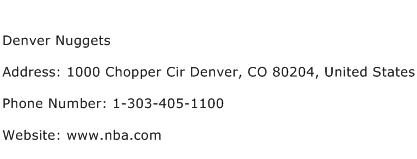 Denver Nuggets Address Contact Number