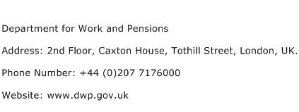 Department for Work and Pensions Address Contact Number
