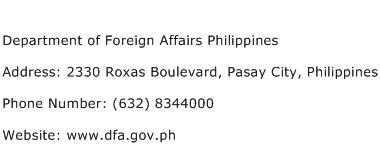 Department of Foreign Affairs Philippines Address Contact Number
