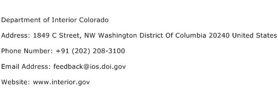 Department of Interior Colorado Address Contact Number