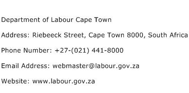 Department of Labour Cape Town Address Contact Number
