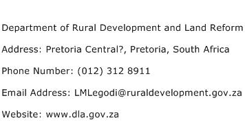 Department of Rural Development and Land Reform Address Contact Number