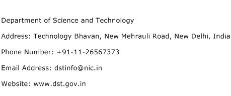 Department of Science and Technology Address Contact Number