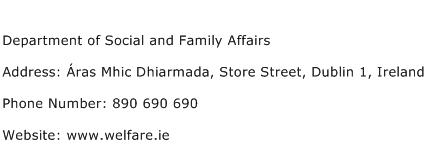 Department of Social and Family Affairs Address Contact Number