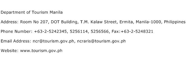 tourism manila contact number