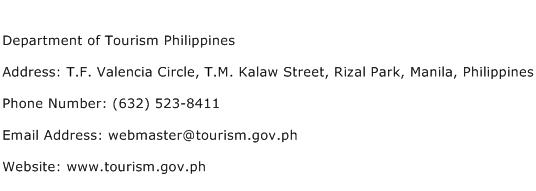 Department of Tourism Philippines Address Contact Number