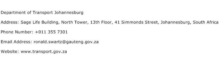 Department of Transport Johannesburg Address Contact Number