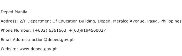 Deped Manila Address Contact Number