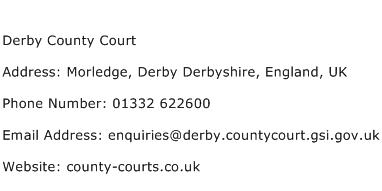 Derby County Court Address Contact Number