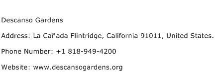 Descanso Gardens Address Contact Number