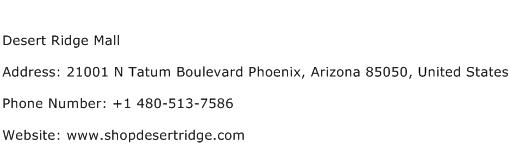 Desert Ridge Mall Address Contact Number