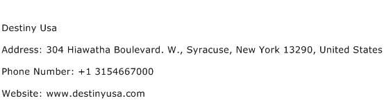 Destiny Usa Address Contact Number