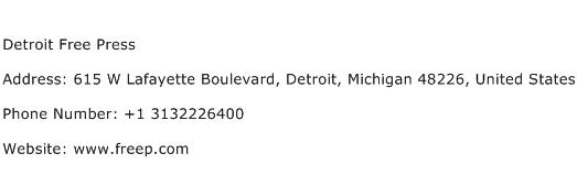 Detroit Free Press Address Contact Number